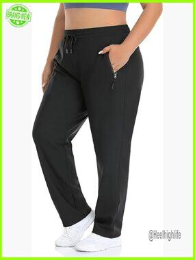 Plus Size Fleece Lined Pants Thermal Lounge Pants Zippered Pockets Drawstring